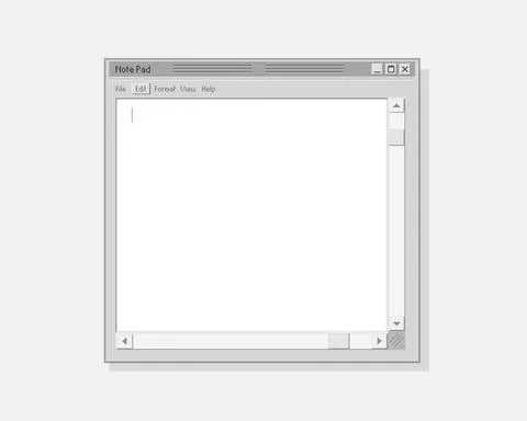 Retro computer notepad. Web notebook for notes text blank screen with scroll Stock Illustration
