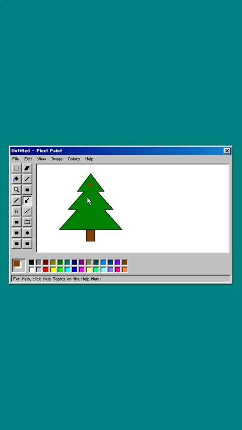 Retro computer paint program drawing a Merry Christmas card for mobile stories Stock Footage 348047228