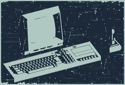 Retro computer poster Illustrazione stock