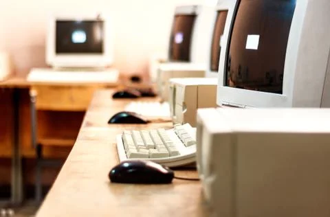 Retro computer room Stock Photos