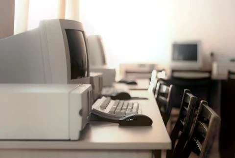 Retro computer room Stock Photos