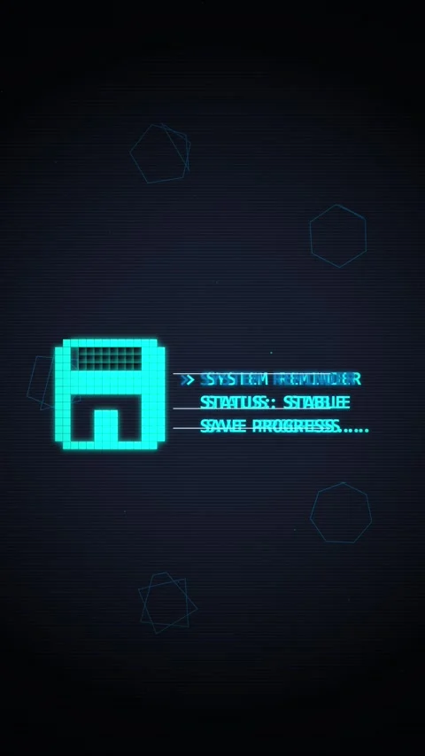 Retro Computer Screen System Reminder Save Progress Pixel Art Animation Stock Footage 348818103
