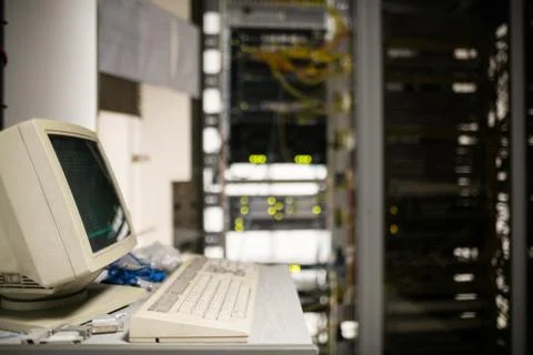 Retro computer in server room Foto stock