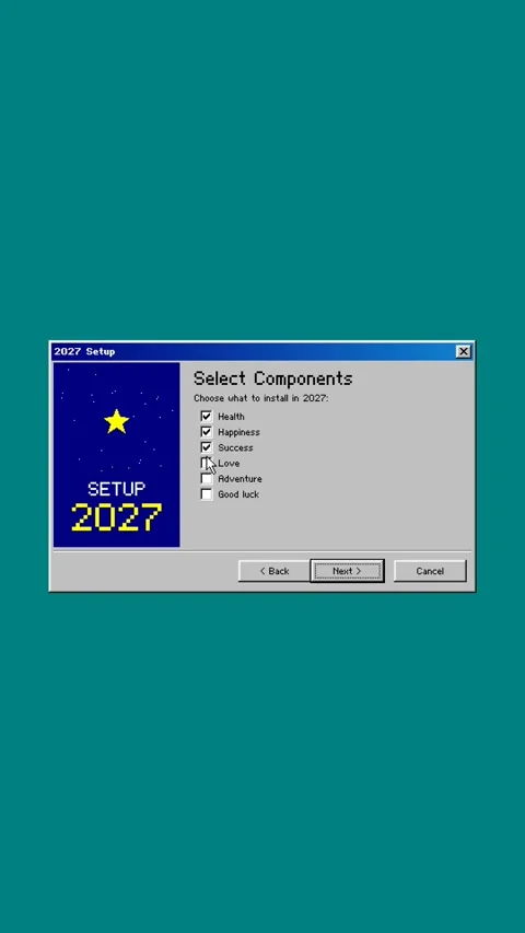 Retro computer setup wizard installing New Year 2027 for mobile stories Stock Footage 348047213