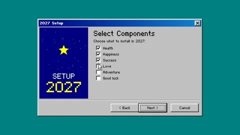 Retro computer setup wizard installing New Year 2027 Stock Footage 348047215