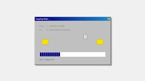 Retro Computer Style Data Copying Progress Bar Animation Stock Footage 347986545