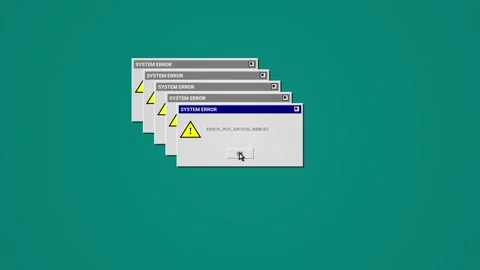 Retro Computer System Error Warning Popups Looping Animation Stockbeeldmateriaal 347243902