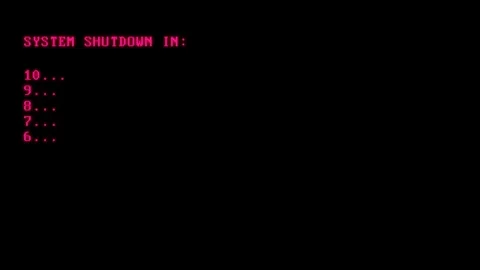 Retro Computer System Shutdown Countdown Timer Animation with Pink Text and.. Stock Footage 314717578