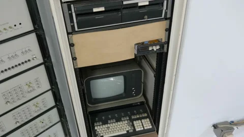 Retro Computer Technology 70S 80S. Old-style pc Stock Footage 121664766