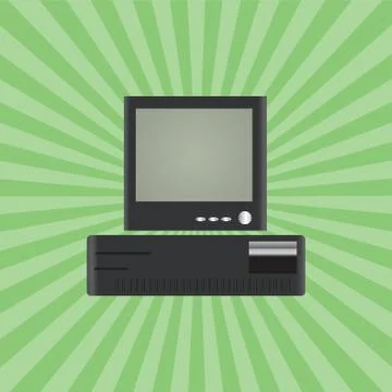 Retro Computer Unit Stock Illustration