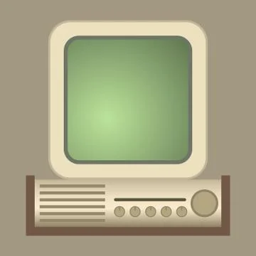 Retro computer vector old classic antique technology business personal equipment Stock Illustration