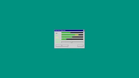Retro computer window interface on teal desktop background Stock Footage 346806026
