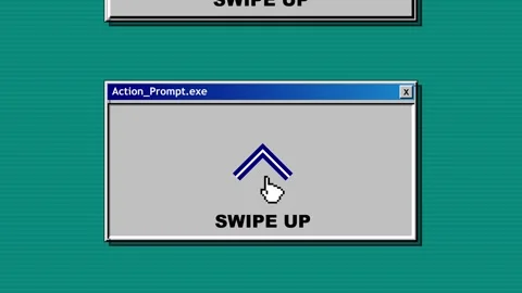 Retro Computer Window with a Pixelated Mouse Cursor Clicking a Dynamic Swip.. Stock Footage 347066322