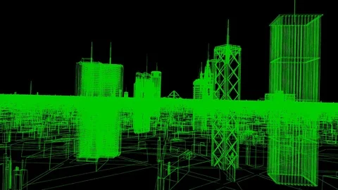 Retro Computerized Wire frame City 24 FPS 動画素材 123794392
