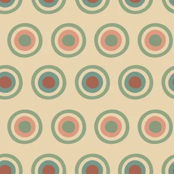 Retro concentric circles seamless pattern on beige Stock Illustration