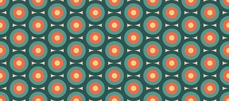 Retro concentric circles seamless pattern. Vintage abstract geometric background Stock Illustration
