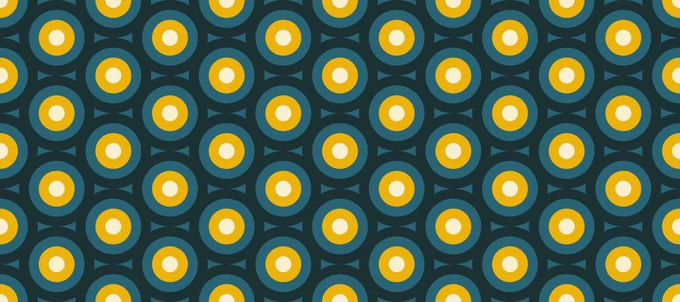 Retro concentric circles seamless pattern. Vintage abstract geometric background Stock Illustration