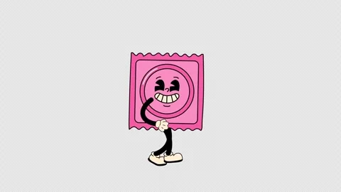 Retro condom mascot character Stock Footage 301697785