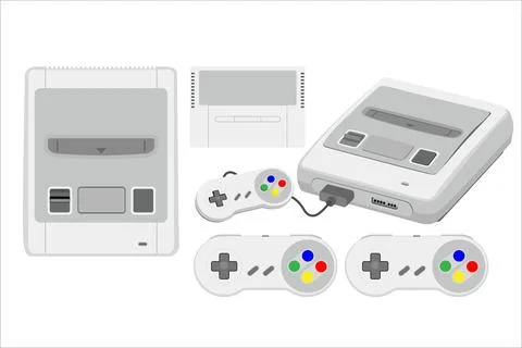 Retro console game element vector play flat element 90s controller gaming. Stock Illustration