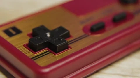 Retro console joystick close-up, camera movement Stock Footage 306149256