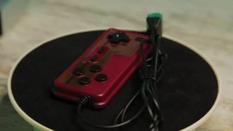 Retro console joystick close-up, camera movement Stock Footage 306149267