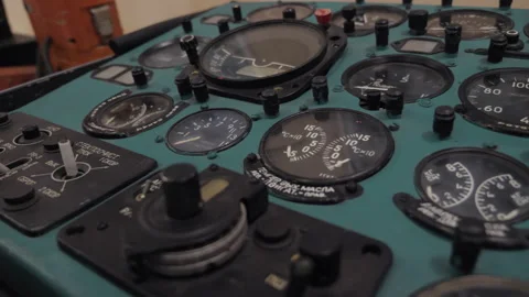 Retro Control Panel Of Helicopter Stock Footage 233374296