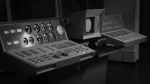 Retro control panel in observatory control room Stock Footage 163961674