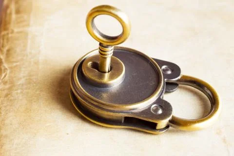Retro copper keys padlock Stock Photos