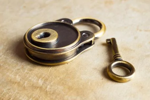 Retro copper keys padlock Stock Photos