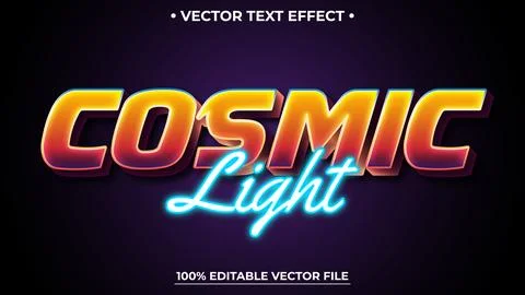 Retro Cosmic Light Text effect editable 80s Style Vector Stock Illustration
