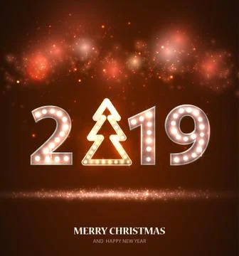 Retro Count 2019 New Year Greeting Card Stock Illustration