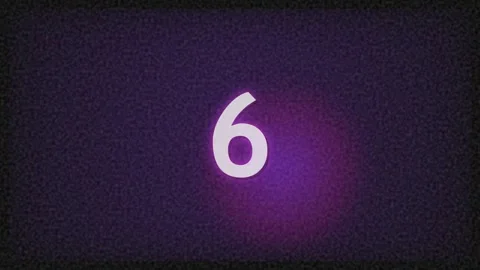 Retro Countdown Sequence with Purple Glow and Digital Noise Stock Footage 347626651
