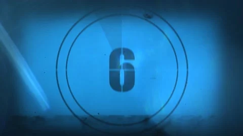 A Retro countdown slides projector film grain blue Stock Footage 155302124