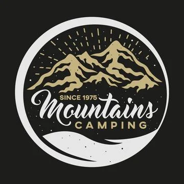 Retro creative mountain logo label Illustrazione stock
