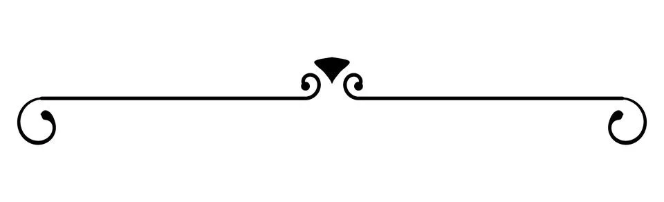 Retro crest scroll page divider, Vintage horizontal border text separator, De Stock Illustration