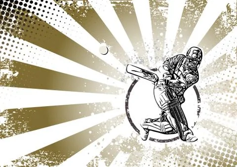Retro cricket poster background Stock Illustration