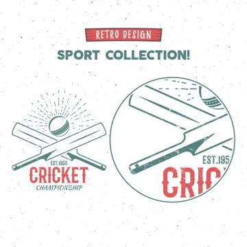 Retro cricket vector logo icon design. Vintage Cricket emblem design. Cricket Illustrazione stock