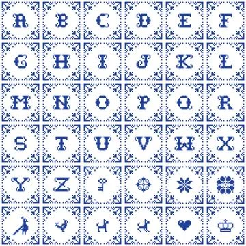 Retro cross stitch vector monogram design vector templates Stock Illustration