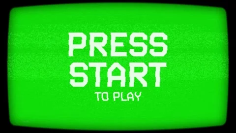 Retro CRT Press Start to Play Game Screen Animation Vídeos de archivo 343694596