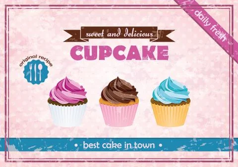 Retro cupcake poster Stock Illustration