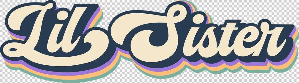 Retro cursive type is floating Lil Sister lettering on transparent canvas with Stockillustratie