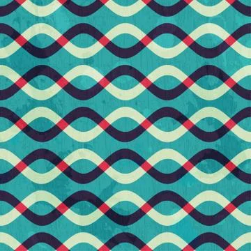 Retro curve seamless pattern with grunge effect Stock Illustration