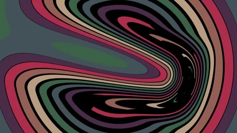 Retro curved lines. High width bended in 3d space. Groovy optical illusion Stock Footage 331848051