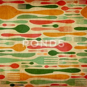Retro cutlery pattern background Stock Illustration