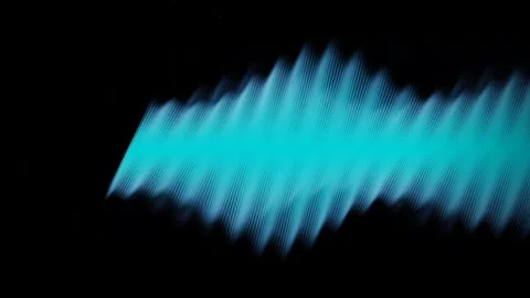 Retro Cyan Audio Frequency Waveform Visualization with VHS Grain Stock-Footage 340211904