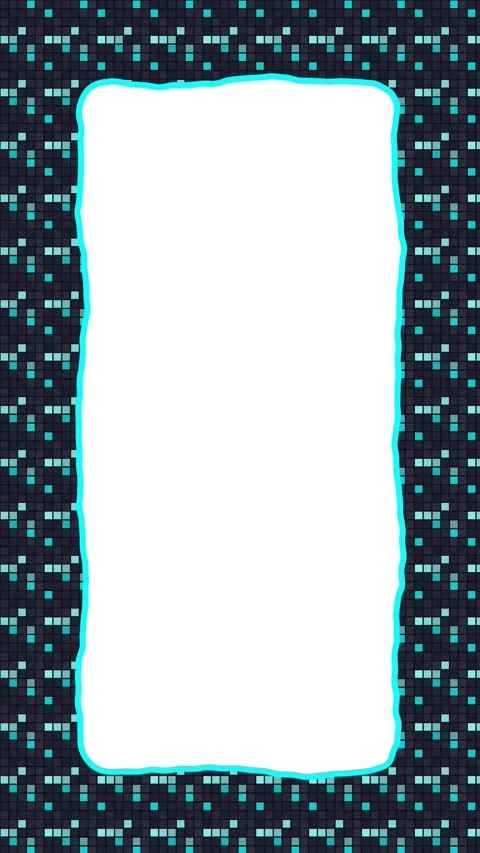 Retro Cyan Pixel Arcade Border Animation with Wobbly Hand Drawn Frame Stock Footage 345197626