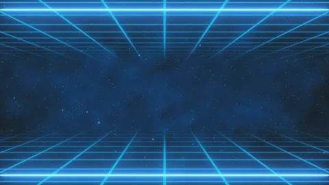 Retro cyberpunk style 80s Sci-Fi Background Futuristic with laser grid landscape Stock Footage 242507138