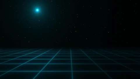 Retro cyberpunk style 80s Sci-Fi Background Futuristic with laser grid landscape Video stock 242507573