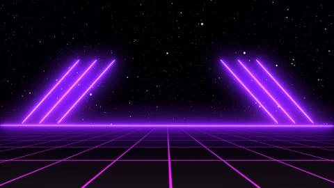 Retro cyberpunk style 80s Sci-Fi Background Futuristic with laser grid Stock Illustration