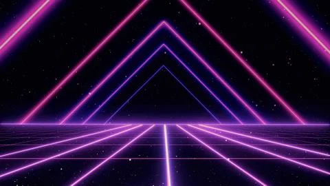 Retro cyberpunk style 80s Sci-Fi Background Futuristic with laser grid Stock Illustration